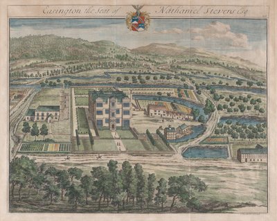 Easington, la residencia de Nathaniel Stevens, [1712] reeditado 1768 de Johannes Kip