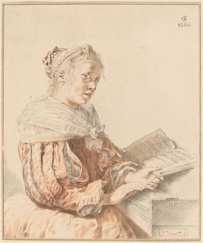 Niña joven en el teclado, 1767 de Johannes Kornlein