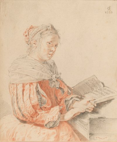 Niña joven en el teclado, 1767 de Johannes Kornlein