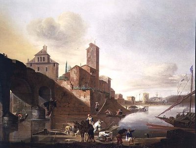 Vista del Puente Molle en Roma de Johannes Lingelbach