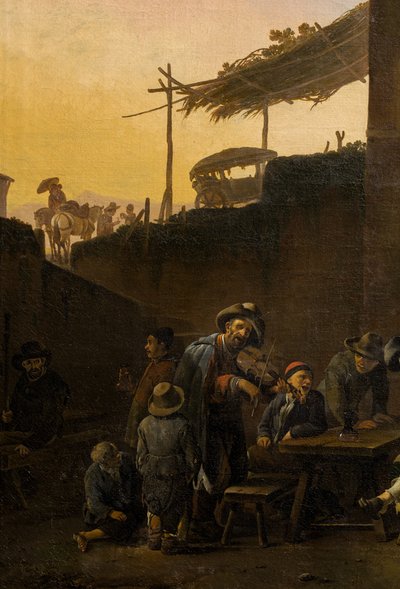 Bebedores frente a una posada italiana de Johannes Lingelbach