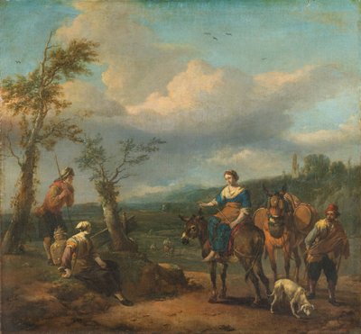 Paisaje italiano con figuras de Johannes Lingelbach