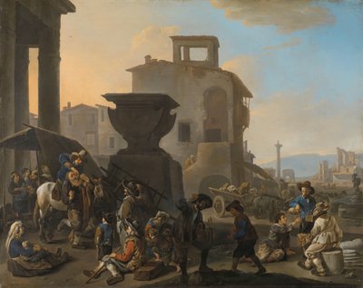 Mercado en un pueblo italiano con un dentista ambulante
Mercado en un pueblo italiano, con un sacamuelas ambulante de Johannes Lingelbach