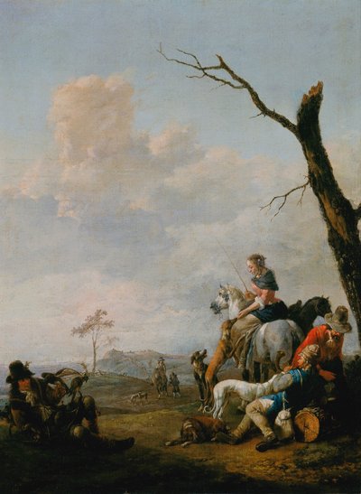 Descanso después de la caza de Johannes Lingelbach