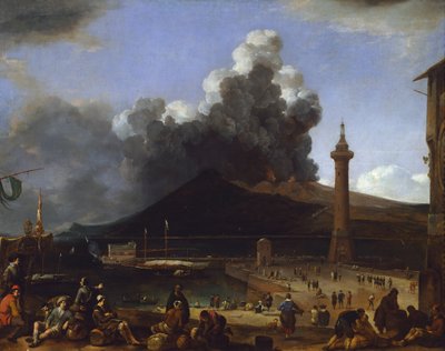 El puerto de Nápoles con el Vesubio en erupción, por Johannes Lingelbach (1622-1674), Italia de Johannes Lingelbach