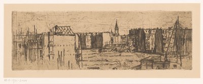 Vista de Ámsterdam con casas en construcción de Johannes Löhr
