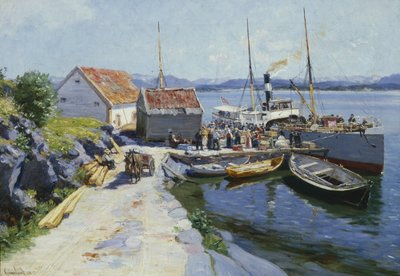 Muelle de transbordadores en el oeste de Noruega de Johannes Martin Grimelund