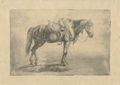 Caballo ensillado a la derecha de Johannes Mock