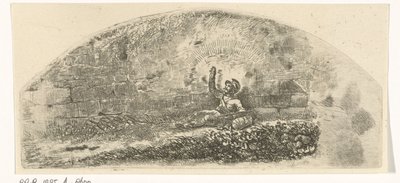 Soldado sentado contra una pared. de Johannes Mock