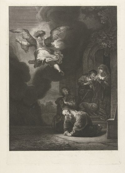 El ángel deja a Tobias y su familia. de Johannes Pieter de Frey