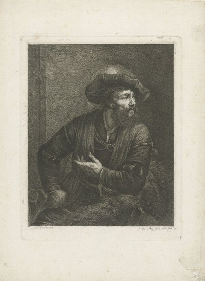 Retrato de hombre desconocido con boina de plumas de Johannes Pieter de Frey