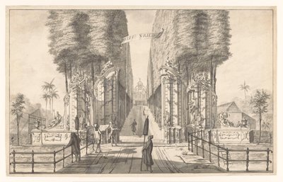 Vista de la casa de campo Weltevreden en Batavia Weldt Vried (título sobre el objeto) de Johannes Rach