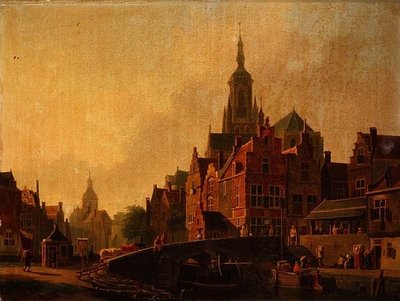 Una escena de una ciudad holandesa de Johannes Rutten