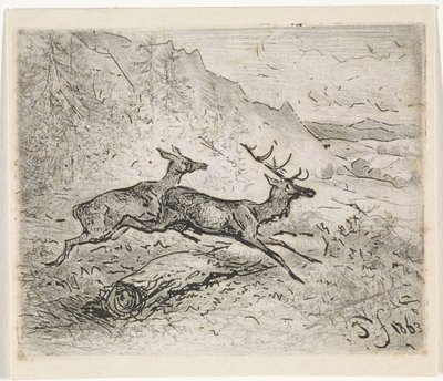 Dos ciervos corriendo de Johannes Tavenraat