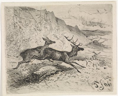 Dos ciervos corriendo de Johannes Tavenraat