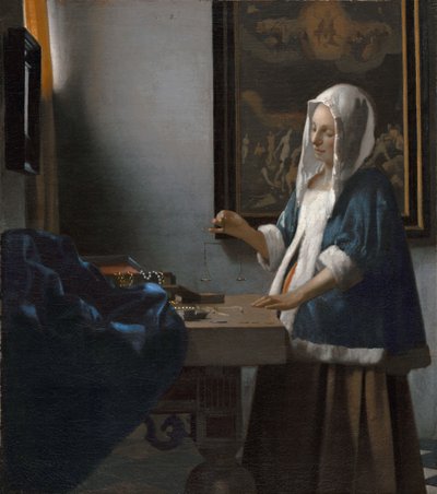 Mujer sosteniendo una balanza de Johannes Vermeer