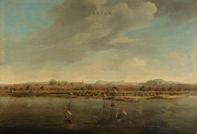 Vista de Cantón en China, c. 1662-3 de Johannes Vinckeboons