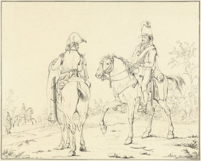 Dos jinetes franceses a caballo de Johannes Vinkeles