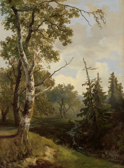 Vista del bosque cerca de Wolfheze. de Johannes Warnardus Bilders