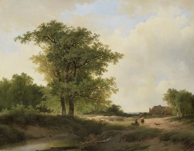 Paisaje con granja de Johannes Warnardus Bilders