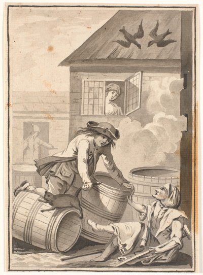 Jens Blok y Gunild. Ilustración para Ludvig Holberg: Peder Paars 1772. (2. libro, 3. canto) de Johannes Wiedewelt