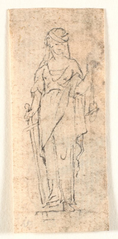 Mujer de pie con espada. Justicia de Johannes Wiedewelt