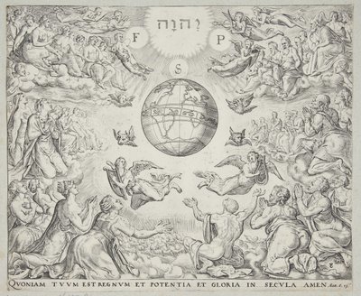 Adoración de la Trinidad en el cielo de Johannes Wierix