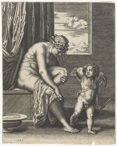 Venus después del baño de Johannes Wierix