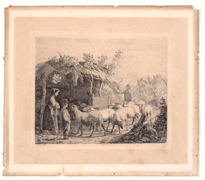Un rebaño de ovejas llevado al establo de Johannes Wilhelm Zillen