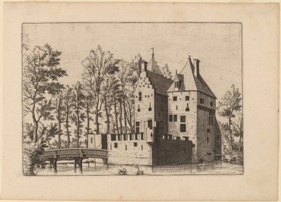 Castillo con puente levadizo de Johannes and Lucas van Doetechum after Master of the Small Landscapes