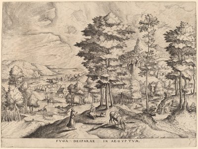 La huida a Egipto de Johannes and Lucas van Doetechum after Pieter Bruegel the Elder