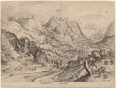 Insidiosus Auceps (El cazador de aves astuto) de Johannes and Lucas van Doetechum after Pieter Bruegel the Elder
