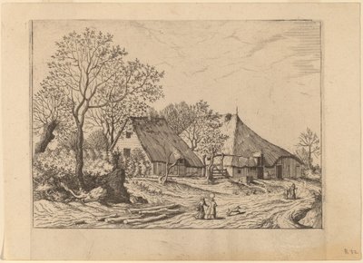 Granja con cobertizo y pozo de Johannes and Lucas van Doetechum after the Master of the Small Landscapes