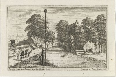 Vista de Jaap Hannes Gesigie aan Iaphanes buyten Amsterdam (título sobre el objeto) de Johannes de Ram