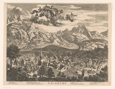 Vista de Sallanches Salanche (título sobre objeto) de Johannes de Ram