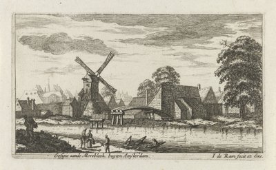 Vista del Morebleek en las afueras de Ámsterdam Gesigie aan de Morebleek en las afueras de Amsterdam (título sobre el objeto) de Johannes de Ram