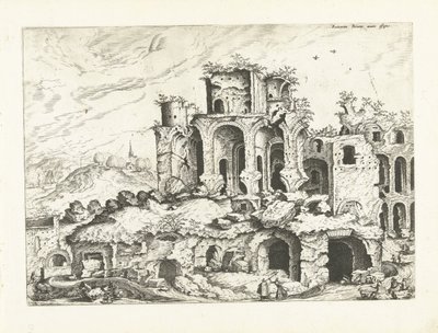 Tercera vista de las ruinas de la Colina Palatina Ruinas romanas, 1561 (título de la serie) de Johannes of Lucas van Doetechum (attributed to)
