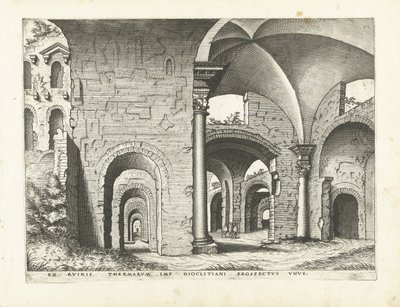 Vista de las Termas de Diocleciano Ruinas romanas, 1561 (título de la serie) de Johannes of Lucas van Doetechum (attributed to)