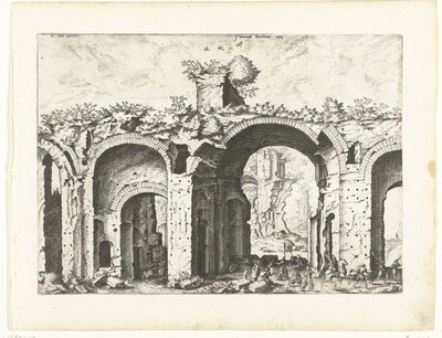 Segunda vista de las Termas de Diocleciano Ruinas romanas, 1561 (título de la serie) de Johannes of Lucas van Doetechum (attributed to)