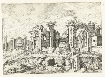 Cuarta vista de las ruinas de la Colina Palatina Ruinas romanas, 1561 (título de la serie) de Johannes of Lucas van Doetechum (attributed to)