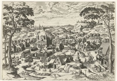 Paisaje con San Antonio Salve antoni (título sobre el objeto) Paisajes con historias cristianas (título de la serie) de Johannes of Lucas van Doetechum