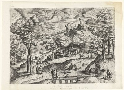 paisaje con bautismo de cristo Paisajes con historias cristianas (título de la serie) de Johannes of Lucas van Doetechum