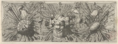 panoplia. Friso con armas romanas, parte superior Panoplia sev armamentarium… (título de la serie) de Johannes of Lucas van Doetechum
