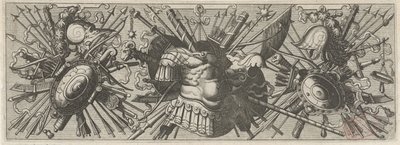 Panoplia. Friso con armas romanas, parte inferior Panoplia sev armamentarium… (título de la serie) de Johannes of Lucas van Doetechum