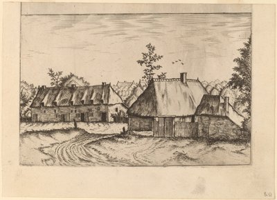 Granja y fila de casas de Johannes van Doetechum, the Elder and Lucas
