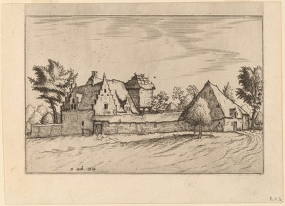 Granjas en un patio de Johannes van Doetechum, the Elder and Lucas
