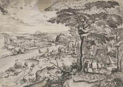 Euntes en Emaús (Paisaje con peregrinos en Emaús), ca. 1555-56. Creadores: Johannes van Doetecum I, Lucas van Doetecum de Johannes and Lucas van Doetecum