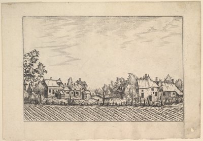 Granjas, campo arado en primer plano de Praediorum villarum et rusticarum casu... de Johannes van Doetecum I