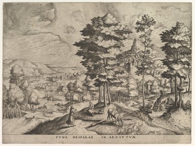 Huida a Egipto Fuga deiparae in Aegyptum de Los Grandes Paisajes, ca. 1555-56 de Johannes van Doetecum I