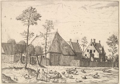 Cobertizo con cabaña, de Los pequeños paisajes, 1559-61 de Johannes van Doetecum I